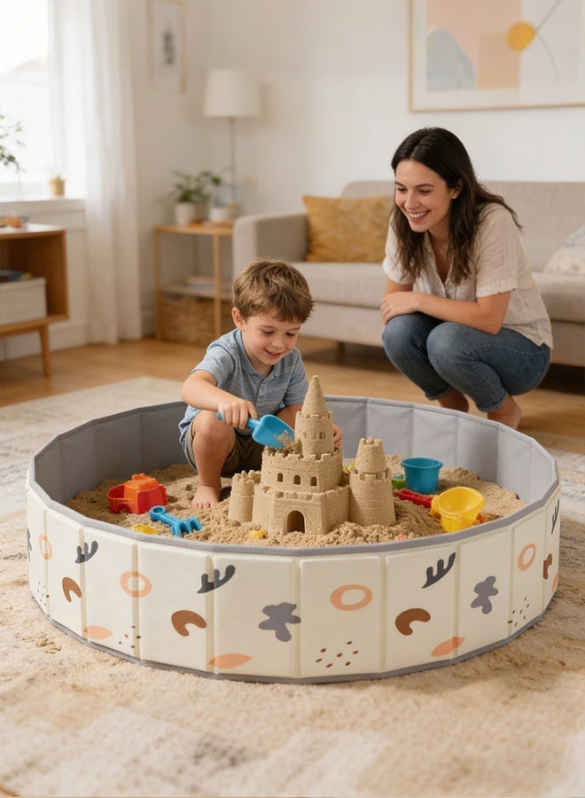 Children's toy sand pool home folding fence indoor play sand digging tool - Image 1